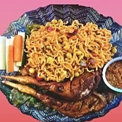 Chicken leg fry with current noodles