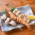 料理メニュー写真 海鮮串焼き3種（海老・いか・サーモン）