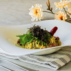 ワサビと水菜のペペロンチーノ