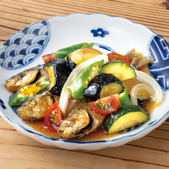 豆あじと夏野菜の南蛮漬け