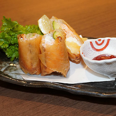 サーモンとクリームチーズの春巻き