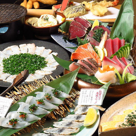 お手頃価格で河豚料理を堪能する♪てっさやその他海鮮料理、天ぷらも◎各種宴会に♪