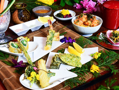 揚げたて天婦羅「8品」を堪能！花コース