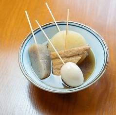 蕎麦屋のおでん　定番の3種盛り（大根・卵・蒟蒻）