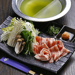 【120分飲み放題付】緑茶色のお出汁が美味『大和ポークの茶しゃぶ鍋コース』｜宴会・飲み会
