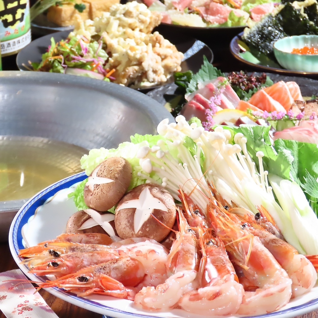 名物赤エビのエビしゃぶを含む飲み放題付きコースもご用意しております！