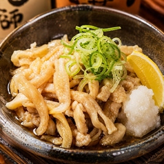 鶏皮の湯引きポン酢