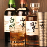 日本酒だけでなく、山崎、白州、響の希少ウイスキーが当店では必ず飲めます！