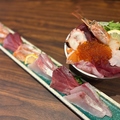 料理メニュー写真&nbsp;刺身3種合わせ/真鯛の藁焼き/薪炙り3種カルパッチョ