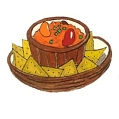 チリビーンズチップス添え