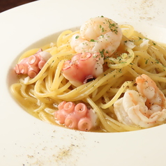 ムキ海老とタコのマリネパスタ