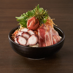 梅とタコのしそ豚もんじゃ