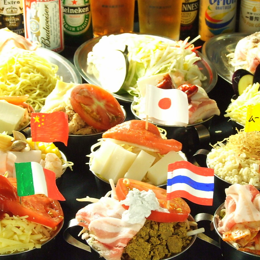 多国籍もんじゃ焼食べ放題＆ソフトドリンク飲放2500円!