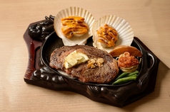 ステーキ＆ホタテウニソース焼き