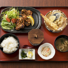 手羽元の黒胡椒 天ぷら定食