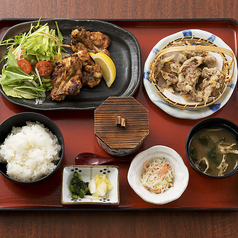 手羽元の黒胡椒 ちーいか天定食