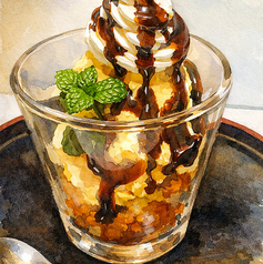 自家製バニラアイスのチョコレートパフェ