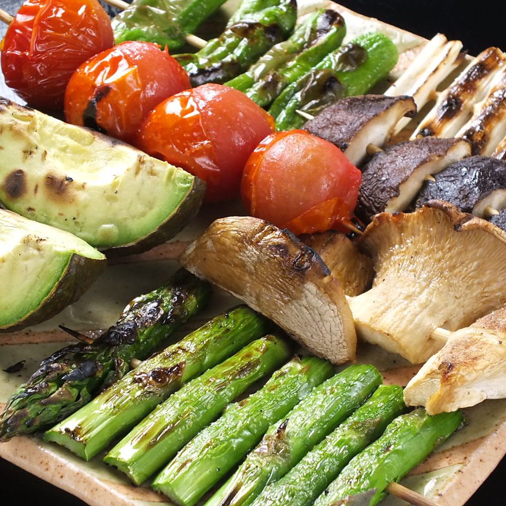 炭火焼きで仕上げる【炭火焼き野菜】◎旨みをギュッと凝縮し野菜本来の甘みを堪能