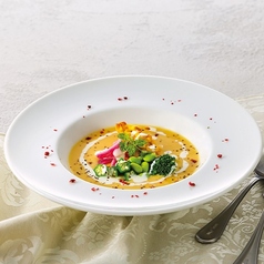 夏野菜の冷製コーンスープ