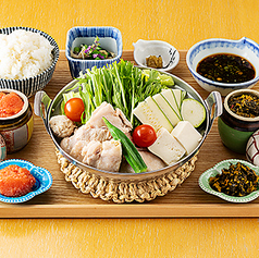 九州産夏野菜と糸島どり水炊き定食~梅ぽんず~