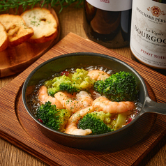 エビトマトブロッコリーのアヒージョ