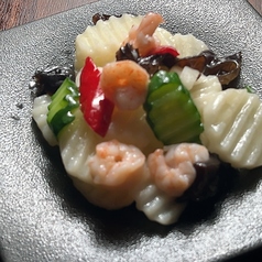 エビと長芋とキクラゲのさっぱり炒め