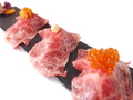 料理メニュー写真 備前黒牛の肉寿司3種盛り合わせ