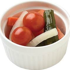 自家製ピクルス/にんにくたまご/枝豆のペペロンチーノ