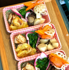 産直野菜＆玄米小豆ごはん。