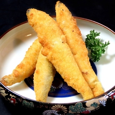 ししゃもフライの岩塩流し