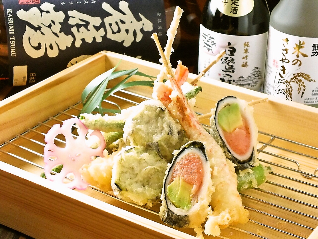 絶品の天麩羅が1本210円(税込)～気軽に味わえます。五本盛合せもご用意しております。
