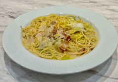 白菜とベーコンのコンソメスープパスタ