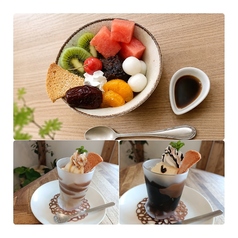 あんみつ、コーヒーゼリー、ミルクティーゼリー、の写真