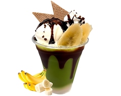 チョコバナナ抹茶（バニラアイス乗せ）