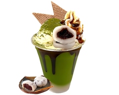 黒糖大福抹茶（バニラアイス乗せ）