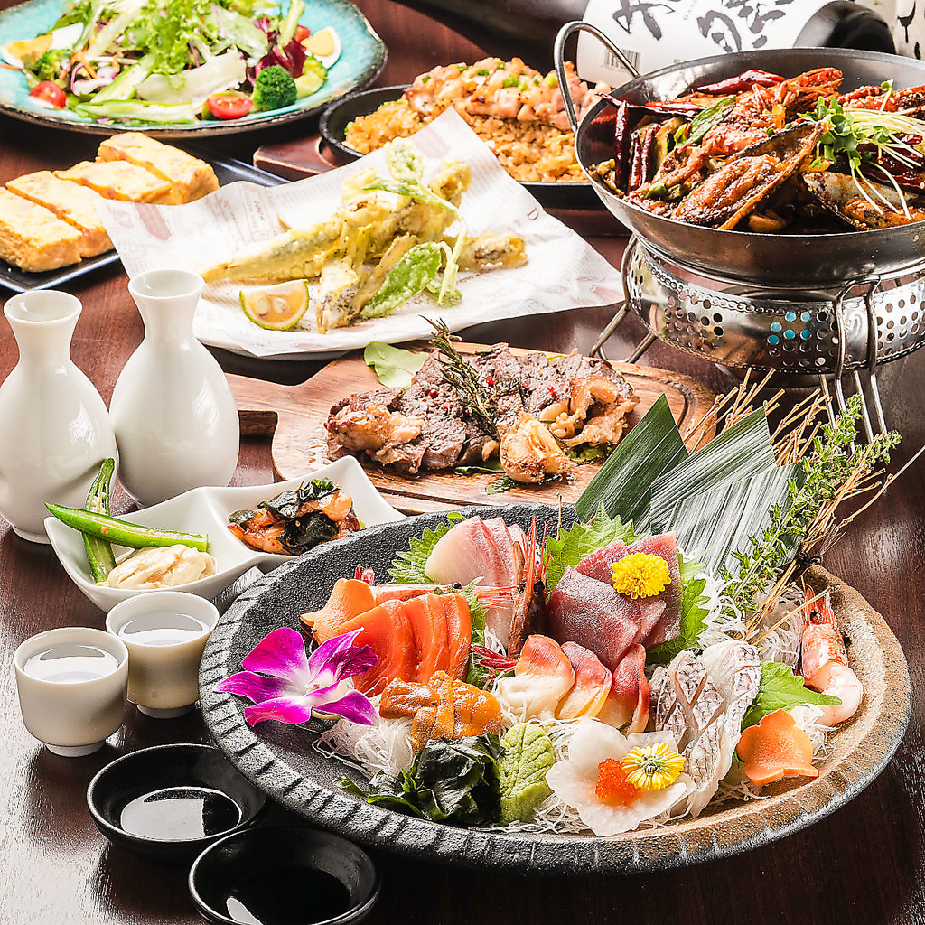 宴会プラン♪【恵みコース】全10品 ゆったり3時間飲み放題付き 6000円⇒5000円(税込)!各種ご宴会に◎