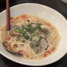 アサリと素麺のペペロンチーノ風