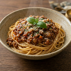 パスタ無農薬米粉麺(ミートソース、ナポリタン、カルボナーラ等)