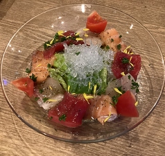 お魚カルパッチョ (ミックス・まぐろ・サーモン・かんぱち)