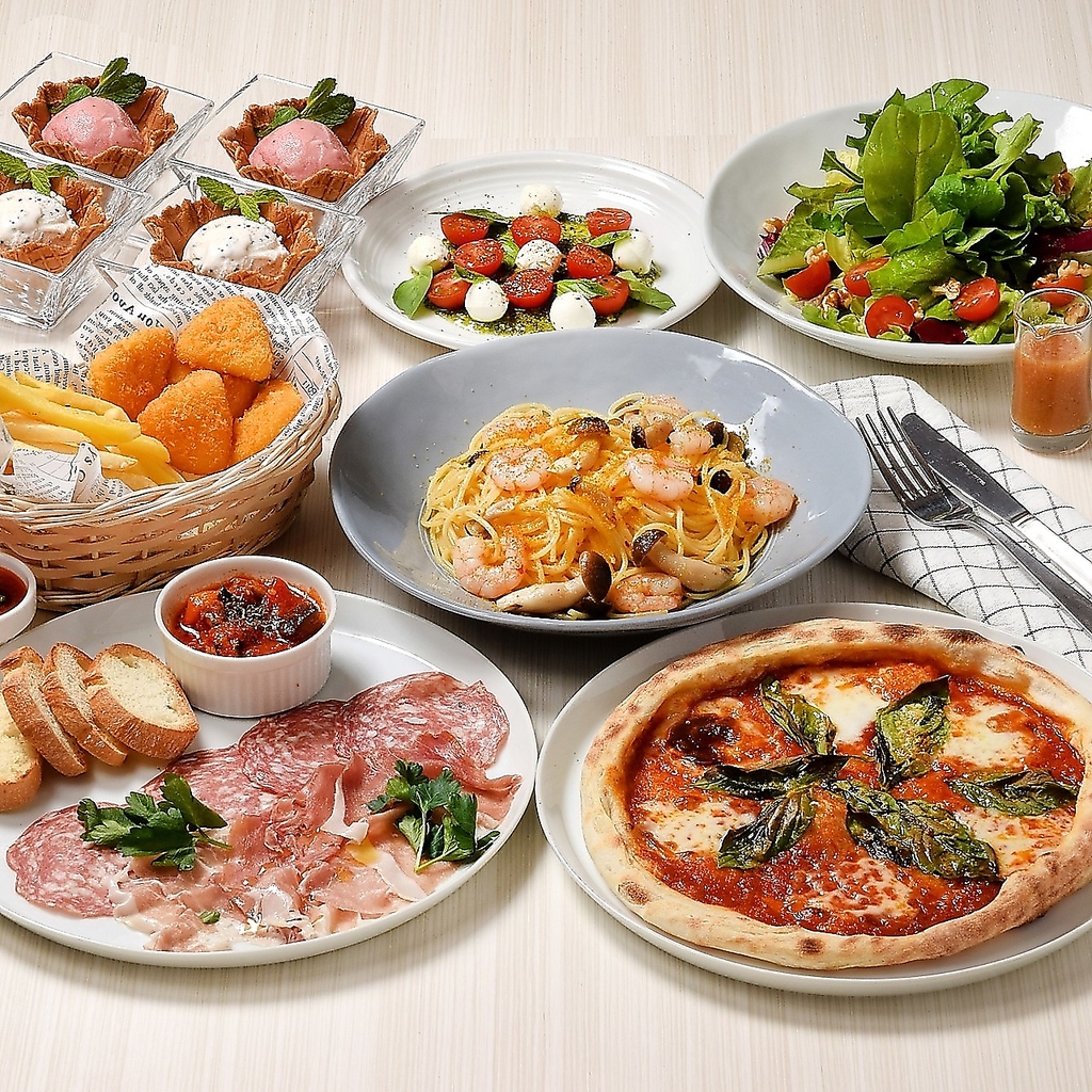 フライ盛り合わせや選べるパスタ、ピッツァなど6品「ナポリコース」！ジェラート1玉付き♪