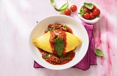 カリフラワーとバジルのトマトガーリックオムライス