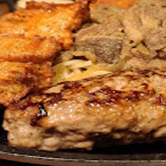手ごねハンバーグステーキ＆特製から揚げ2個(150g)
