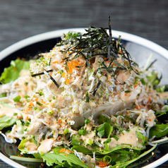 シラスと豆腐の水菜の胡麻ポン酢サラダ