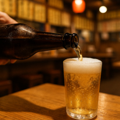 赤字覚悟の大特価!キンキンに冷えた瓶ビールが329円(税込)8種類ご用意◎グラスももちろん冷えてます♪の写真