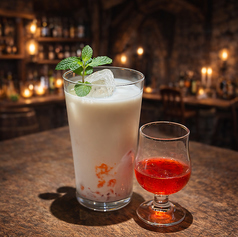 果肉入りいちご牛乳（追いシロップ付き）