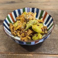 蒸し鶏と極太メンマの食べラー和え