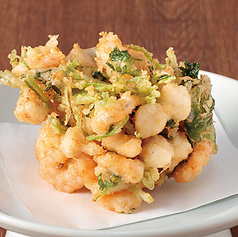 貝柱と海老と三つ葉のかきあげ