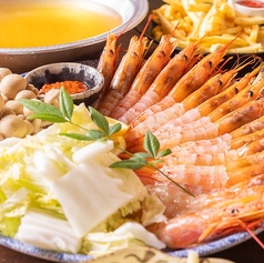 新鮮なお刺身でも食べれるぷりぷりの海老しゃぶです!!一度ご堪能ください。の写真