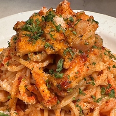 海老とキノコのトマトアラビアータ