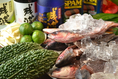 島野菜などを使用した本格沖縄料理の写真